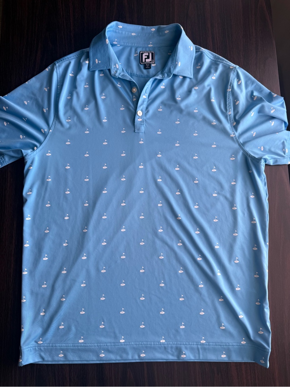 FootJoy Sky Blue Polo with White Golf Hole/Flag Logo
